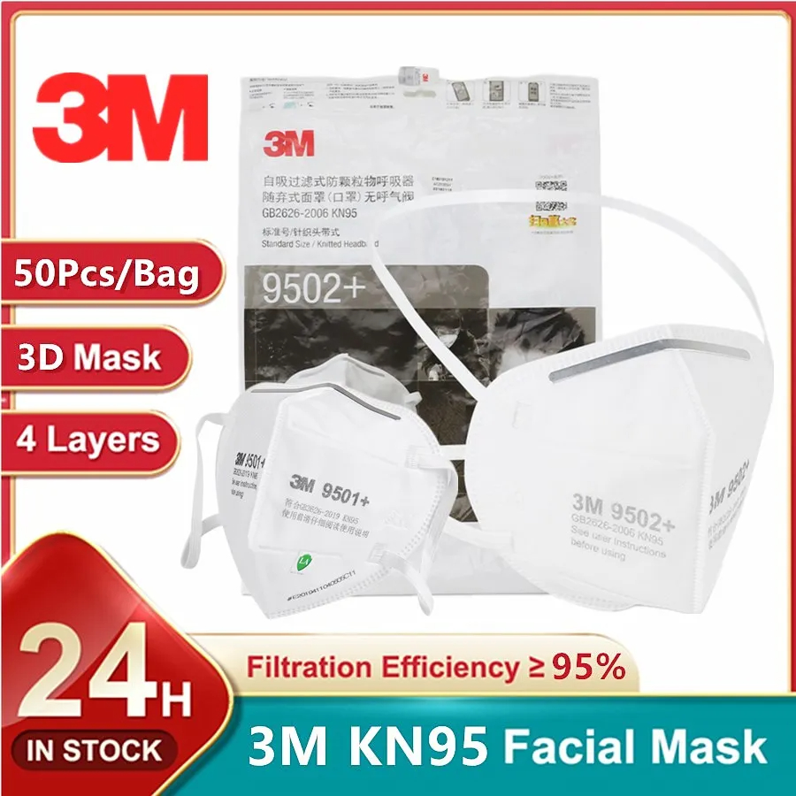 3M Mask 9502+ - 3M KN95 Face Mask 9501 +/9502