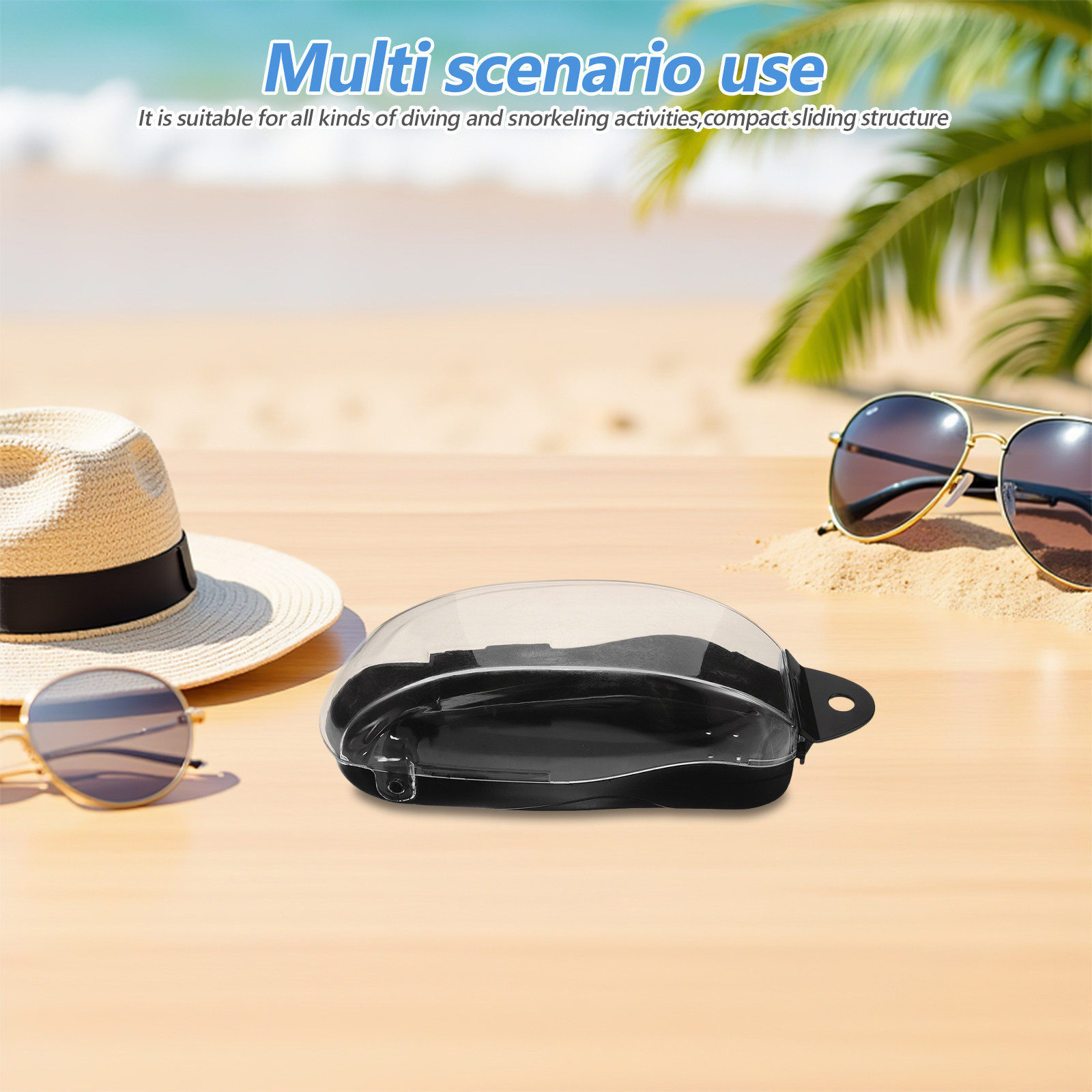 Mask Case Hard Shell - กล่องเก็บหน้ากากดำน้ำแบบพกพา ฝาปิดทรงโดมใส กล่องเก็บแว่นตาว่ายน้ำป้องกันฝุ่น