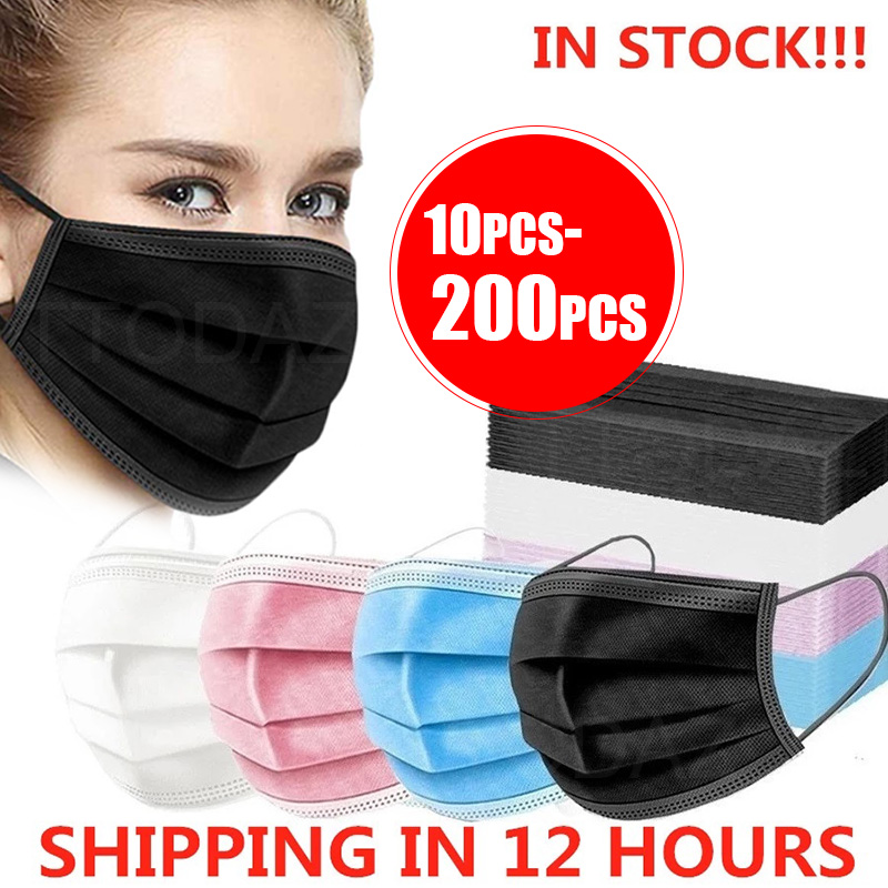 Disposable Mask Blue - 10/50/100/200PCS Disposable Mask Earloop สีชมพู Bule