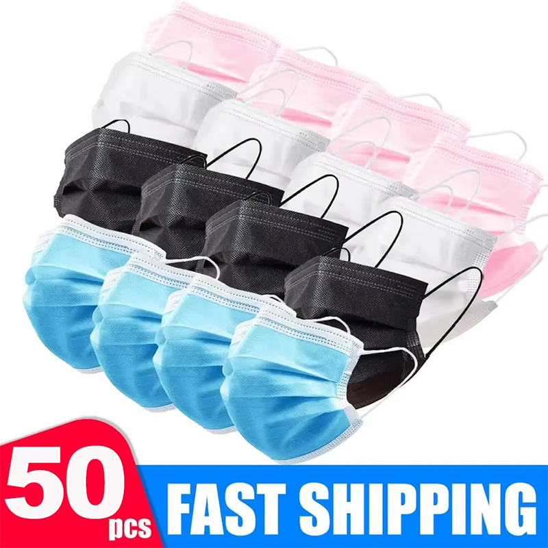 50 ชิ้น 3 ชั้นหน้ากากหน้ากากใบ - Disposable Mask Blue บทวิจารณ์และราคา