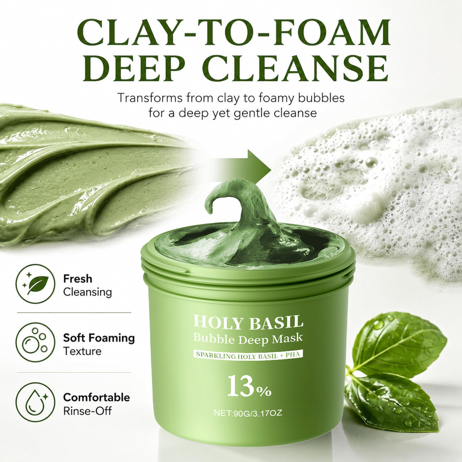 มาส์กโคลนฟองฟู่ Holy Basil Bub - Dust Mask Construction บทวิจารณ์และราคา